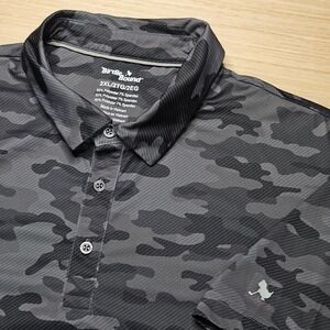 Birdie Bound Mens Golf Polo Shirt 2XL Gray Camo Polyester Spandex Short Sleeve